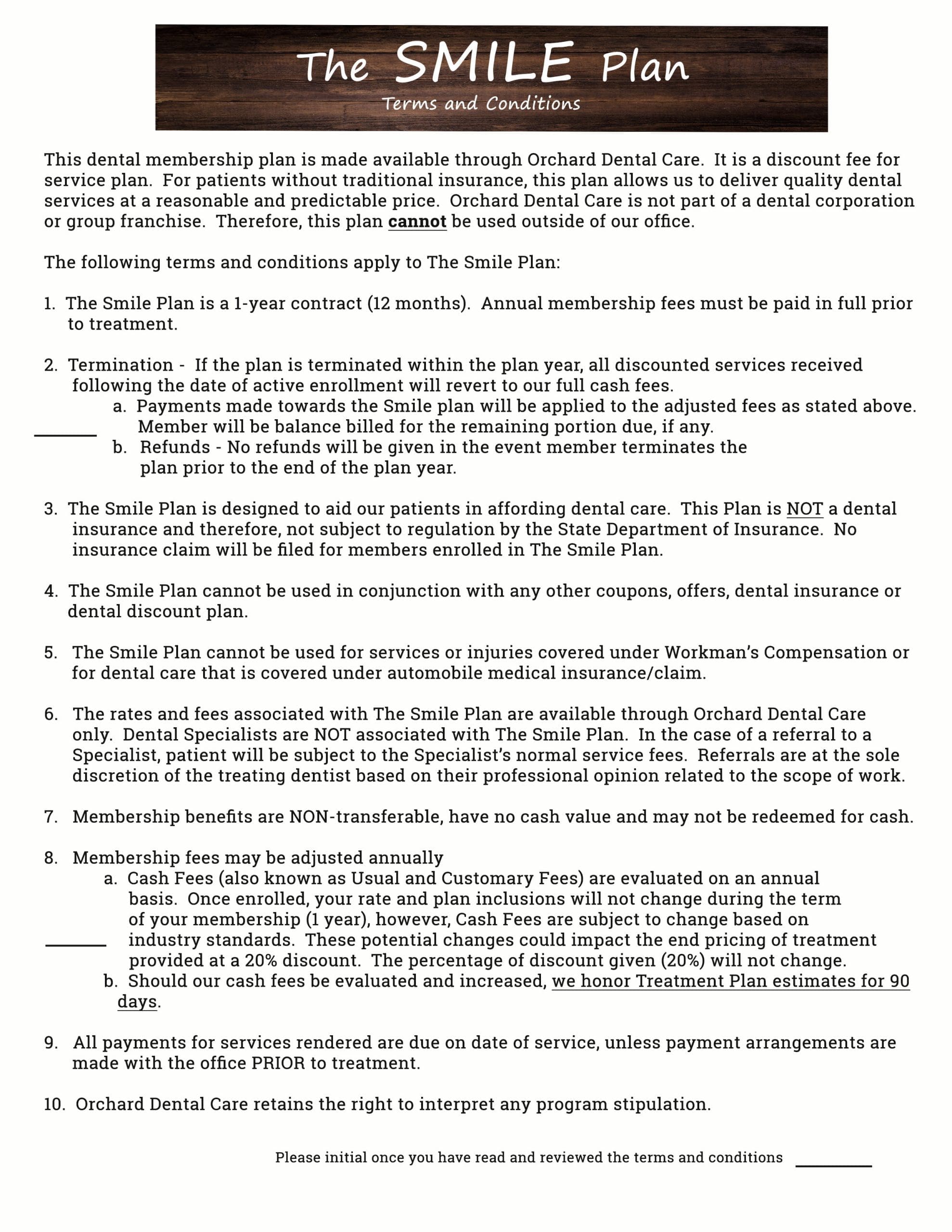 ODC Smile Plan Contract FRONT Updated